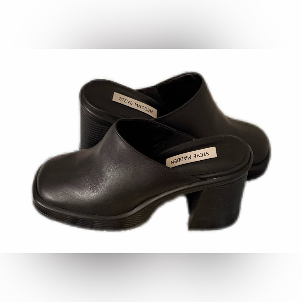 Steve Madden Black Leather Mules